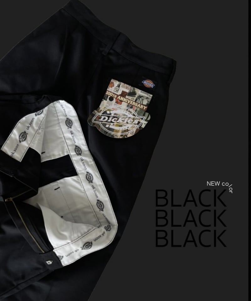 ok.soon×dickies 2tuck tapered chino pants (blac...