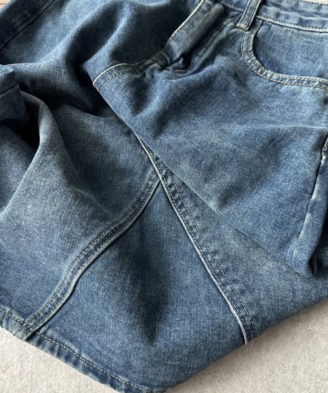 blue denim  skirt / cotton white t shirt