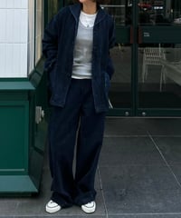 navy denim jacket & navy denim casual pants