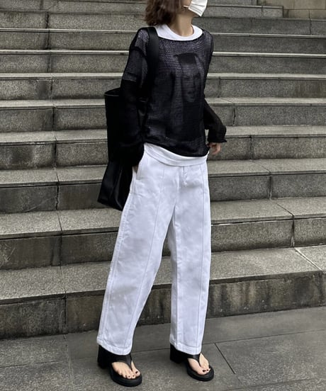 linen mesh knit(black,beige)