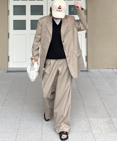 over size set up suit(gray/beige)