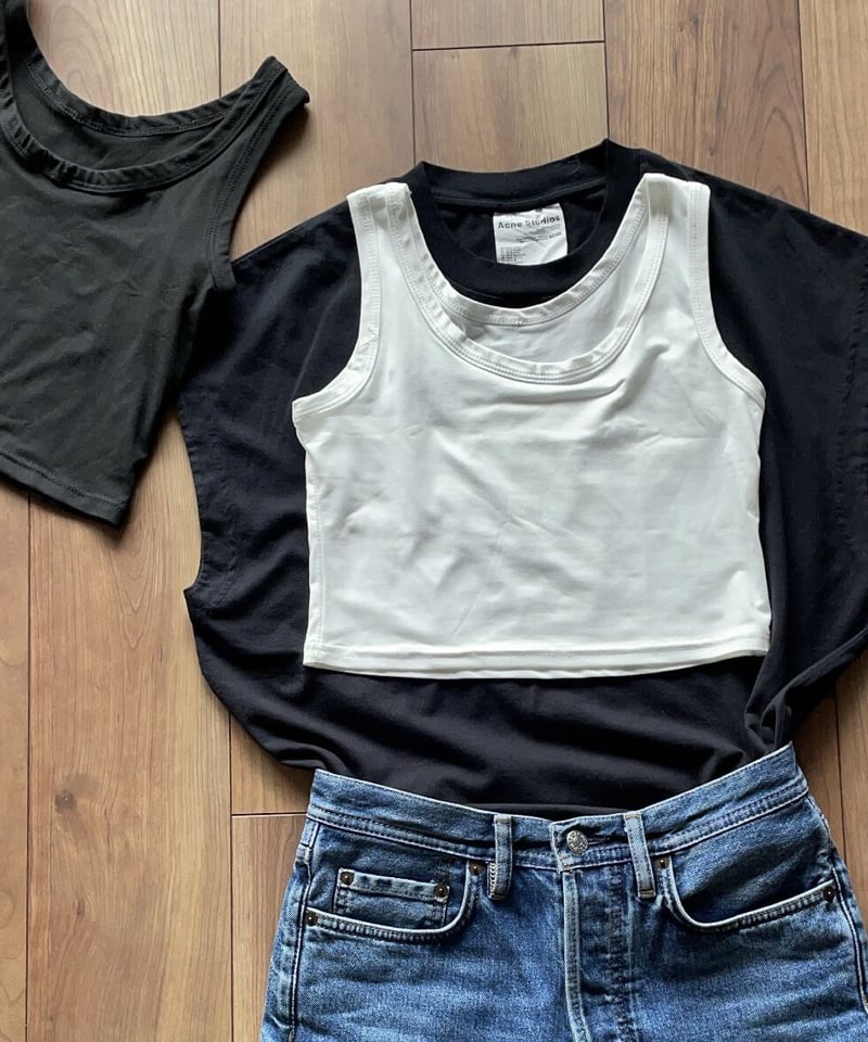 cropped tank (white/black) | ok.soon