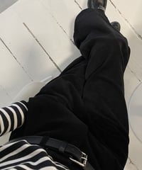corduroy wide pants(black/white)