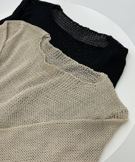 linen mesh knit(black,beige)