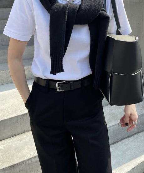 ［long length］wool blend straight slacks