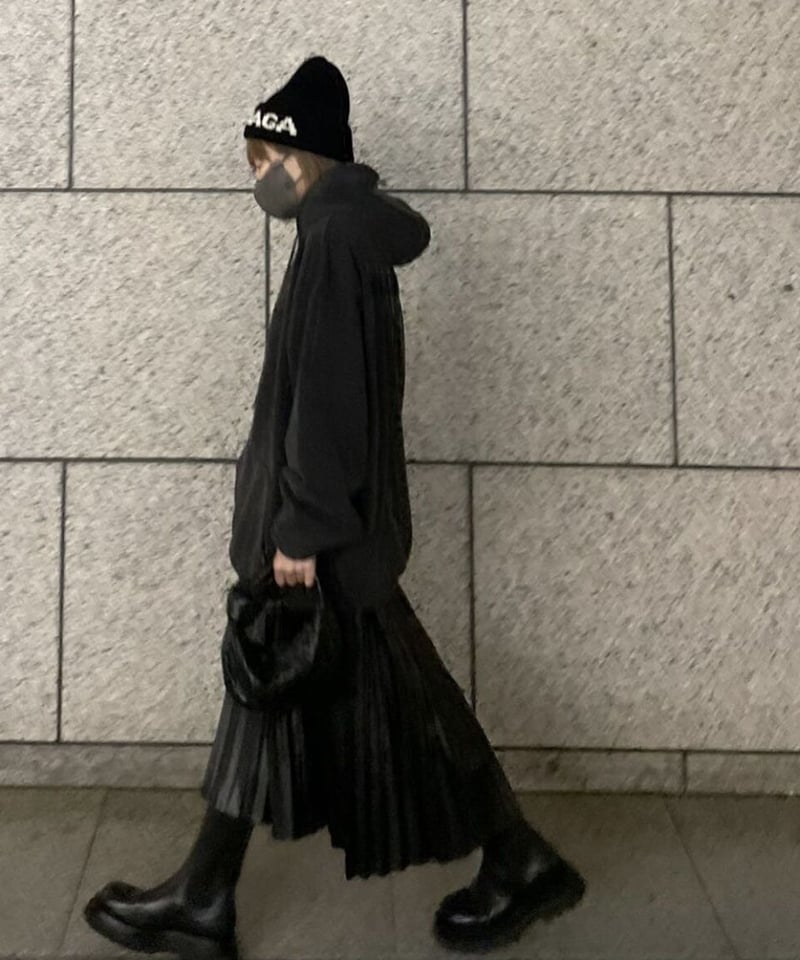 fake leather pleats skirt | ok.soon