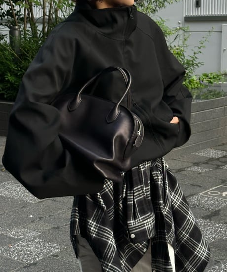 stand collar zip up blouson