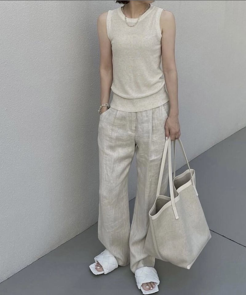 新品未使用タグあり！ok.soon リネンヘリンボーンパンツ linen herringbone pants ecru | ok.soon