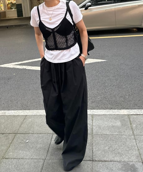 day half sleeve t&day nylon wide pants