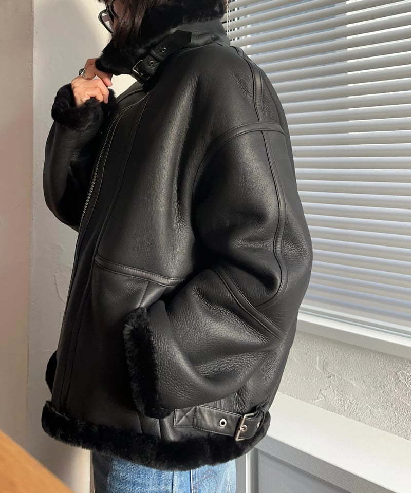 leather shearing jacket | ok.soon