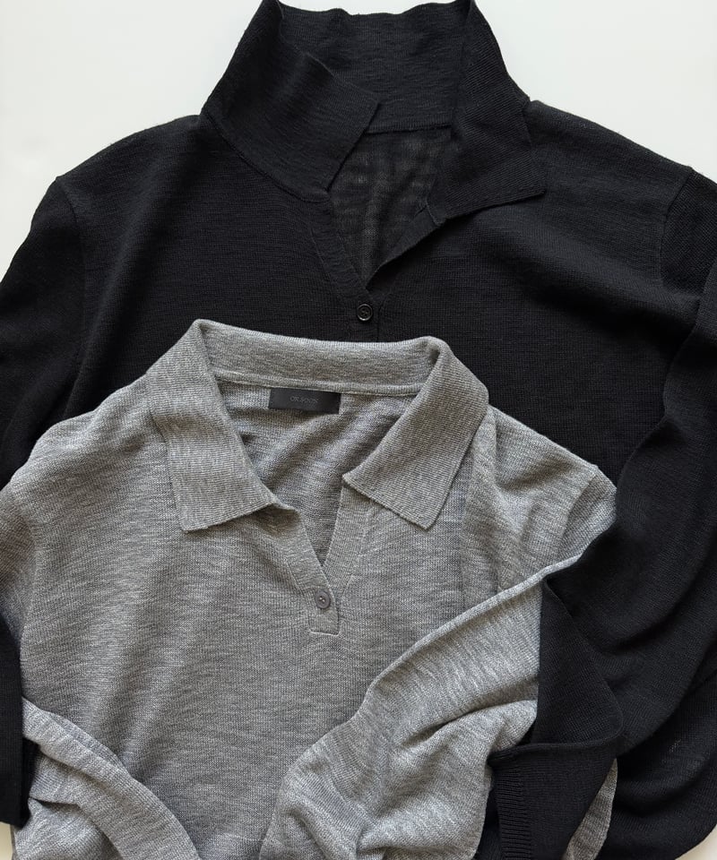 ok soon ポロニット linen like open collar knit | ok.soon