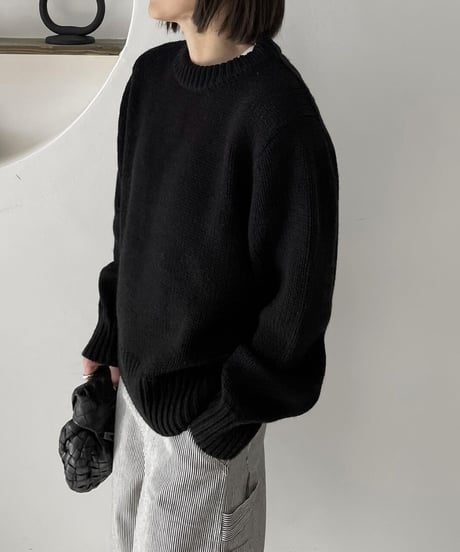 crew neck knit(black/gray)