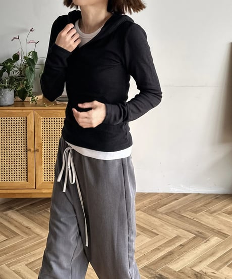 open collar hoodie tops