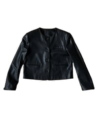 collarless leather jacket