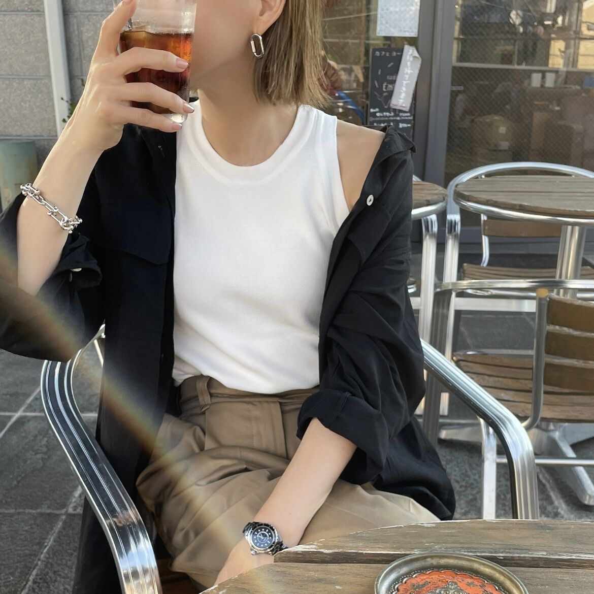 remain ワンショルダー タンクトップ ブラック XS オーガニック