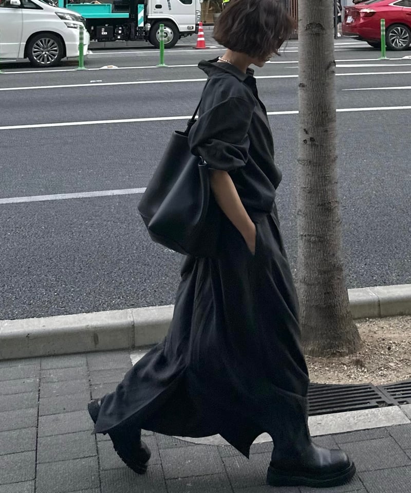 ok.soon maxi skirt ブラック pre-order2］shirt&long skirt relax setup | ok.soon