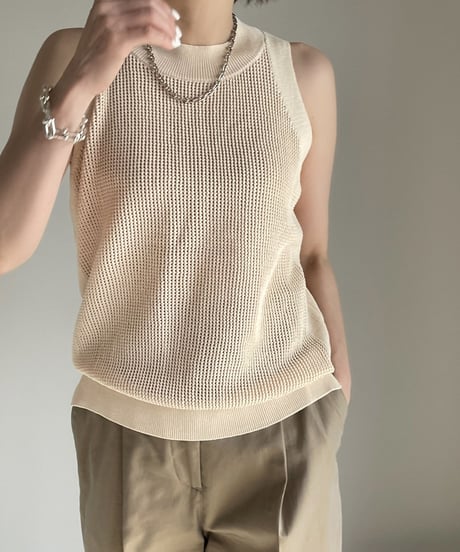 seamless croped tank top beige(2piece 1set)
