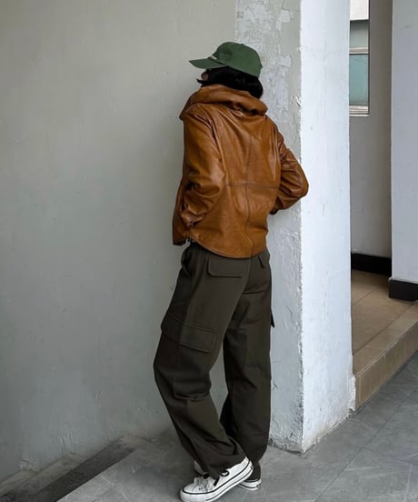 hooded leather blouson(camel)