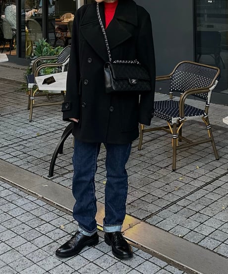 pea coat black