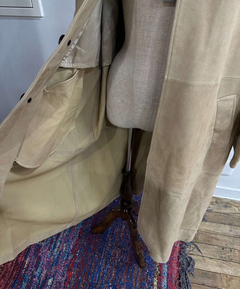 suede leather long coat | ok.soon