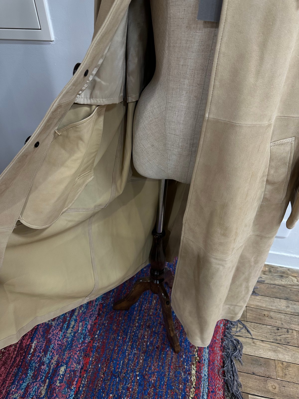 suede leather long coat | ok.soon