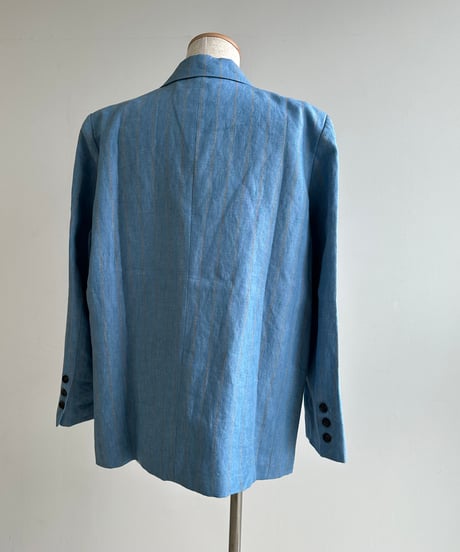 pencil stripe linen jacket blue