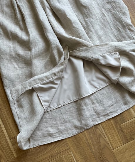 linen shirt&long skirt relax setup