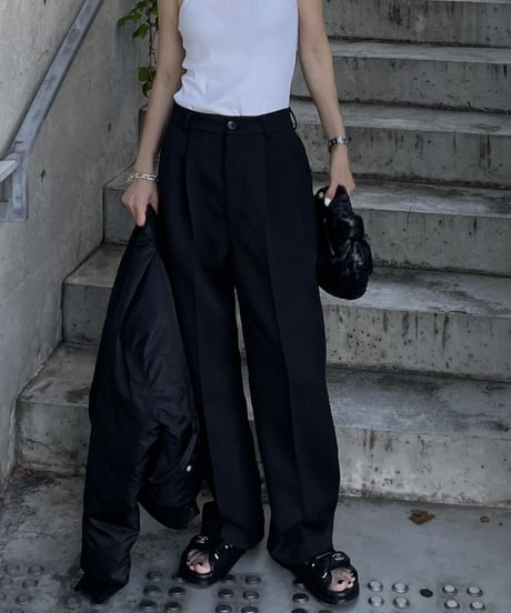 tailored slacks(black/camel)