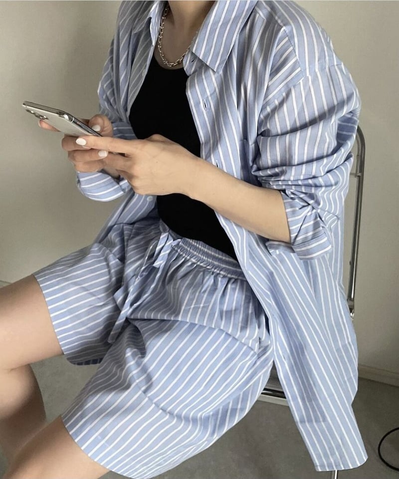 mulch stripe half pants (yellow/blue) | ok.soon