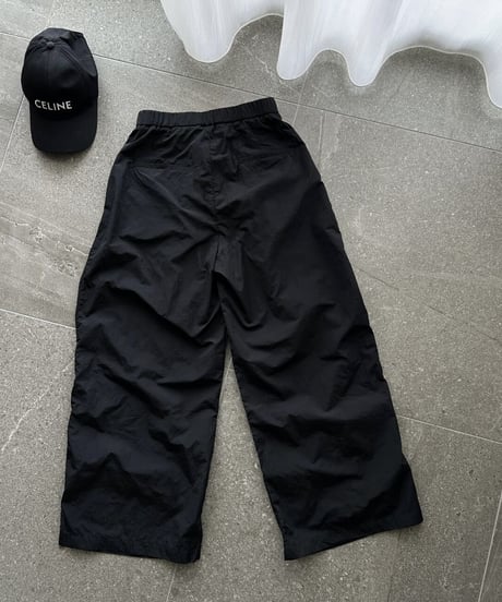 nylon wide pants black