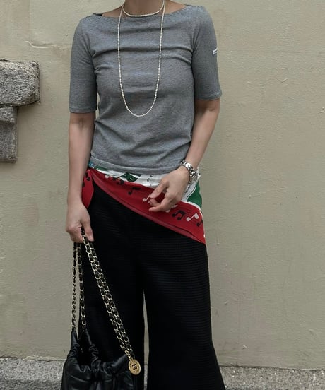 monotone tweed wide pants