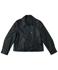 double-breasted short leather coat