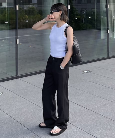 long length straight slacks (black)