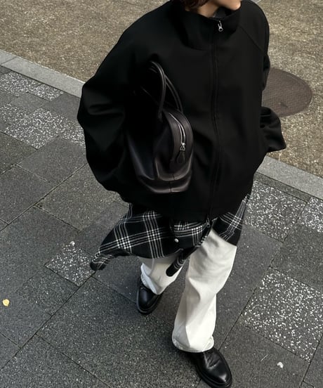 stand collar zip up blouson