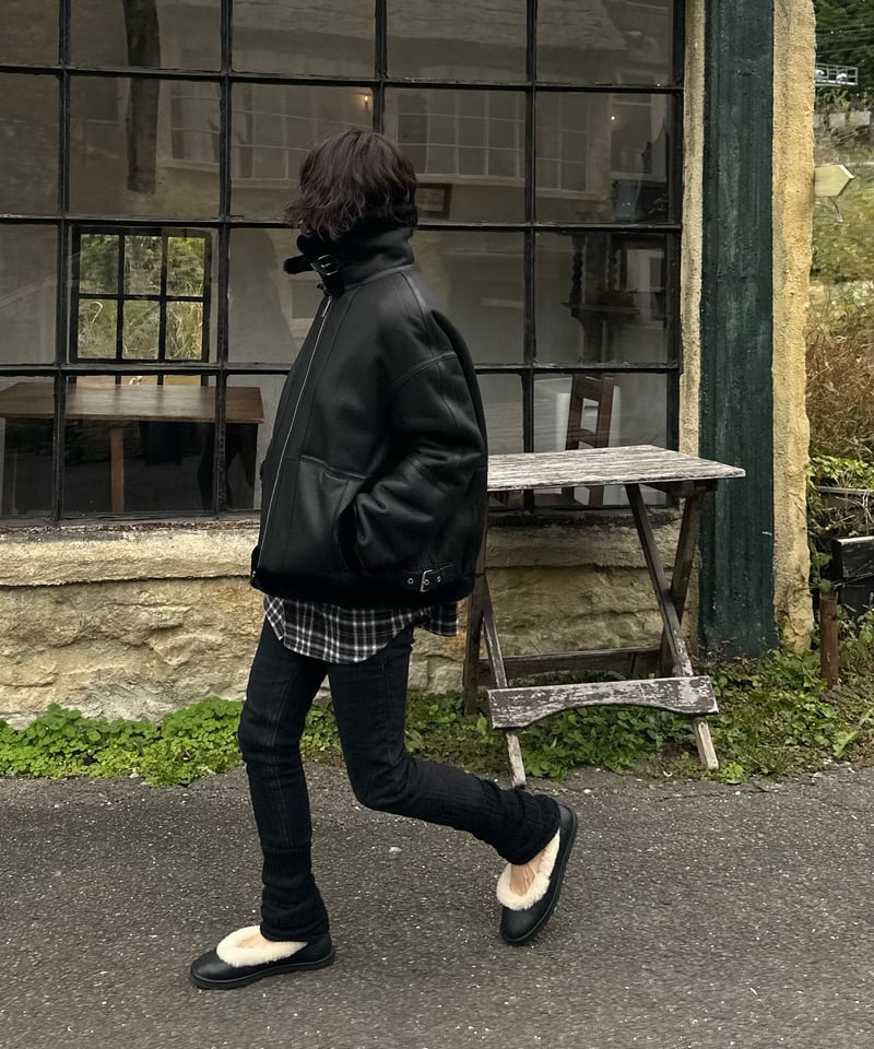 leather shearing jacket | ok.soon