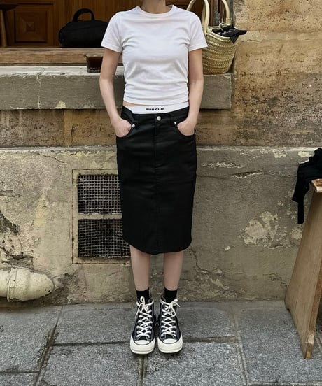 ok.soon×piccadilly COATING DENIM MIDDLE SKIRT