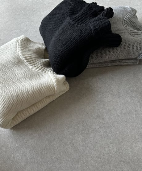 high neck knit(gray/black/offwhite)