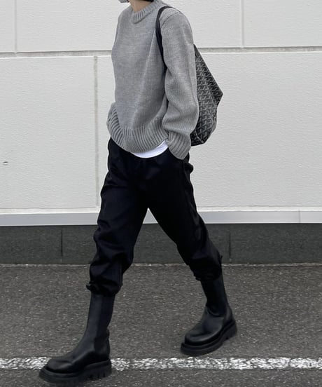 crew neck knit(black/gray)