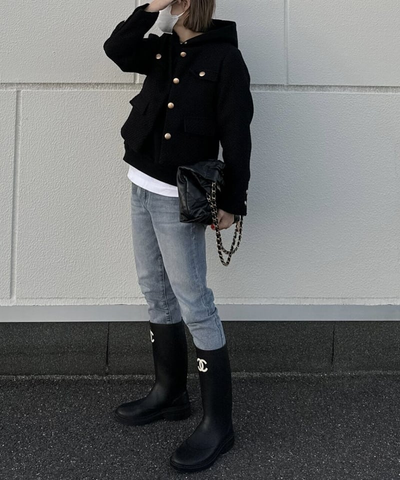 【新品　未使用】ok.soon ツイード　コンパクト　ジャケットブラック tweed jacket black | ok.soon