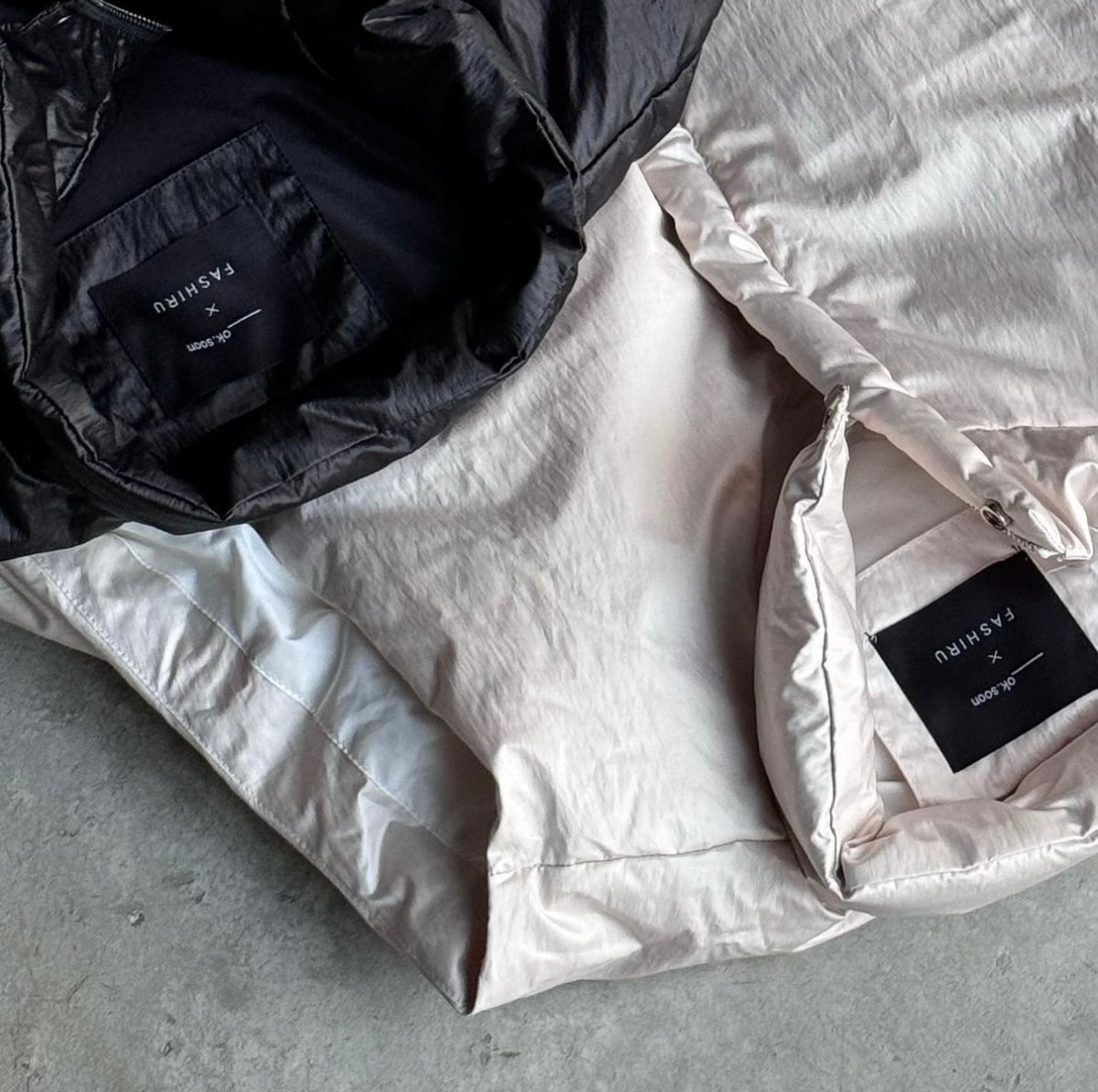 お値下げ！ok.soon×fashiru コラボダウンベスト black 黒 W name down vest black | ok.soon