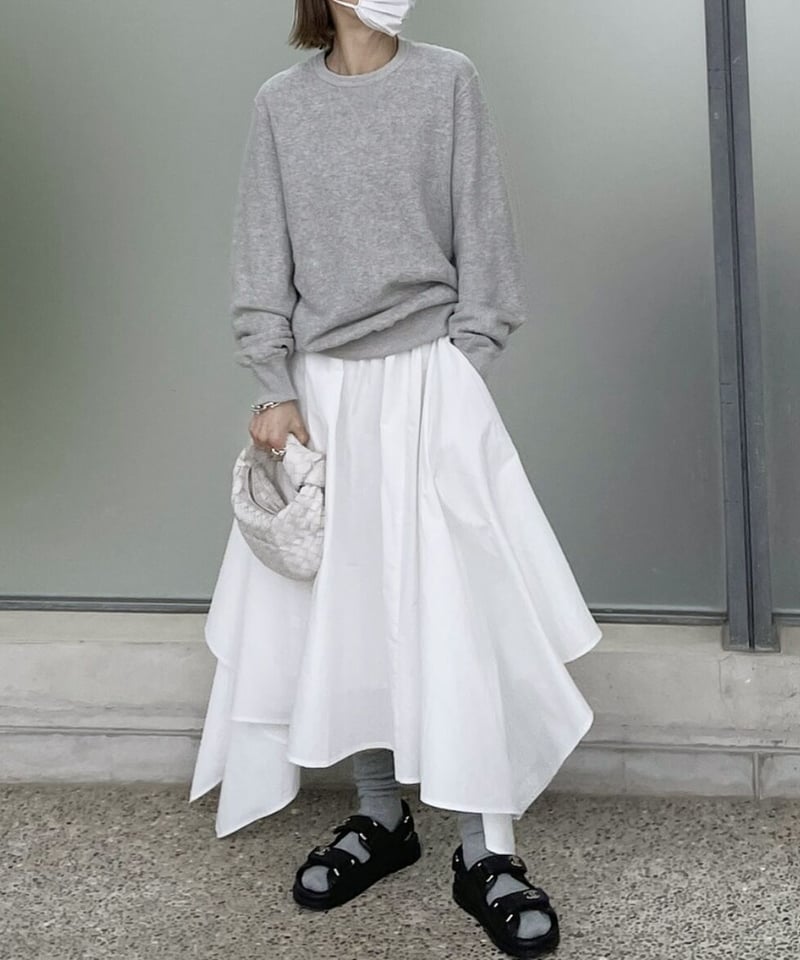 irregular hem long skirt(stripe/white) | ok.soon