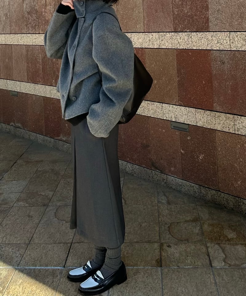 box pleats skirt gray | ok.soon