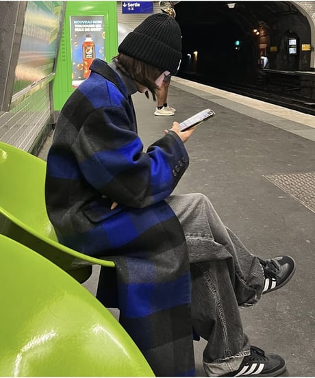 buffalo check wool coat