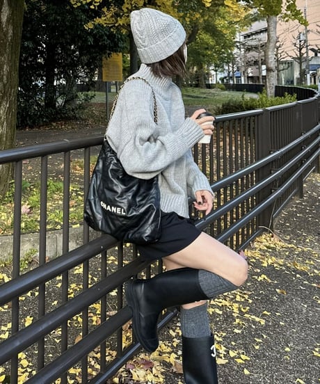 high neck knit(gray/black/offwhite)