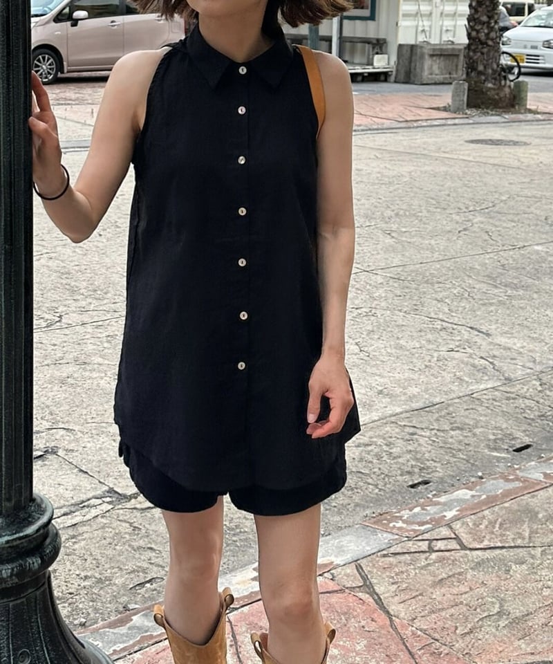linen blend sleeveless shirt | ok.soon