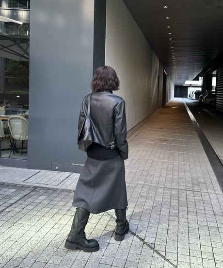 box pleats skirt gray