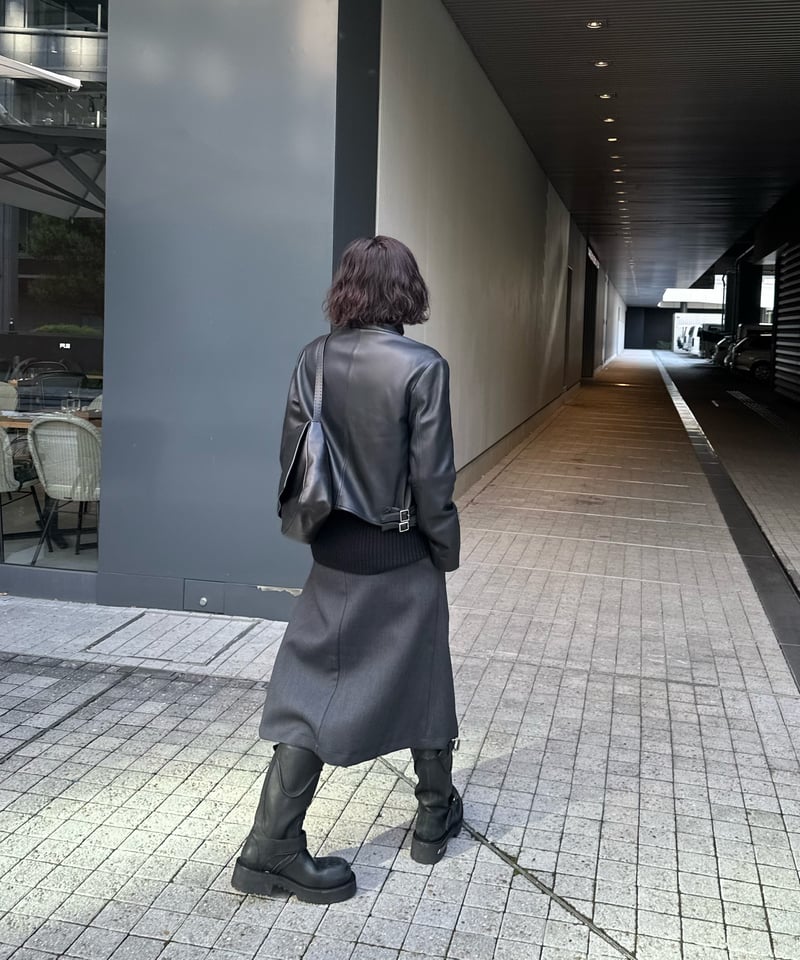 box pleats skirt gray | ok.soon