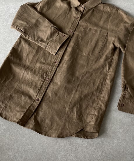 linen blend shirt brown