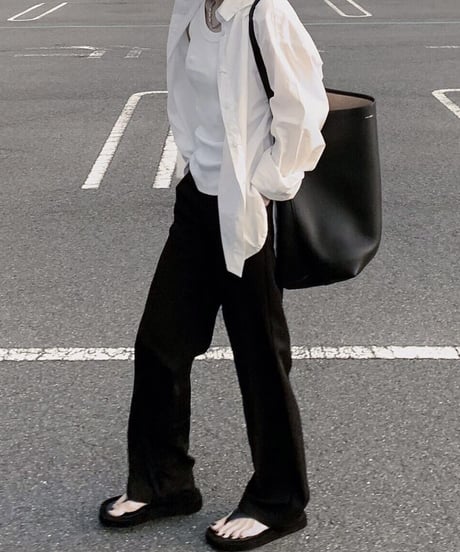 ［long length］wool blend straight slacks