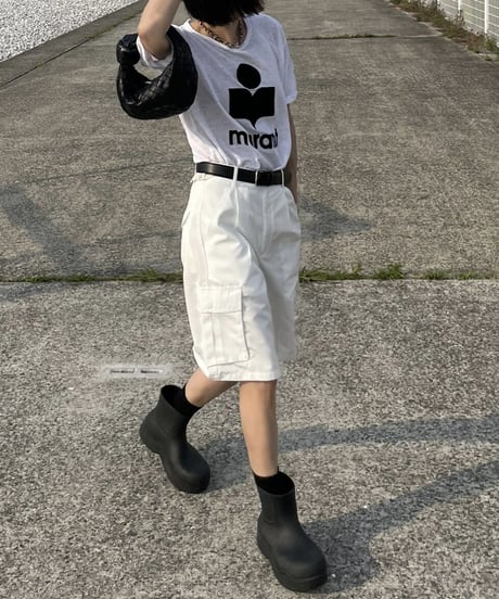 cargo half pants (black/white)
